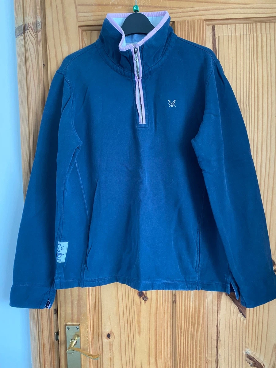 FatFace Femmes Capuche UK 12 Bleu Ivoire Rayé Coton Pull