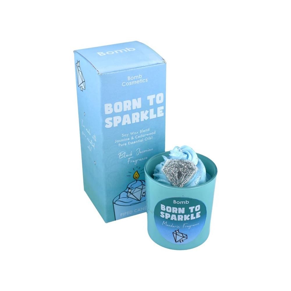Scented Candle Piped Born To Sparkle Bomb Cosmetics Candles Glass Jar Women