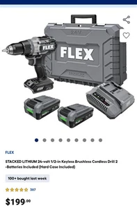 ⭐️NEW⭐️ FLEX 24V Brushless 1/2" TURBO Drill STACKED LITHIUM KIT