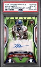2024 Topps Resurgence Malik Nabers Lime Green Power Surge Auto RC PSA  10 03/15 