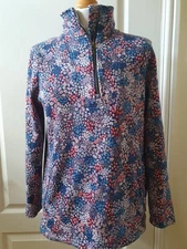 Joules Navy Ditsy  Pip Print Half Zip Up Jumper  Sweatshirt Cotton Blend Size 10