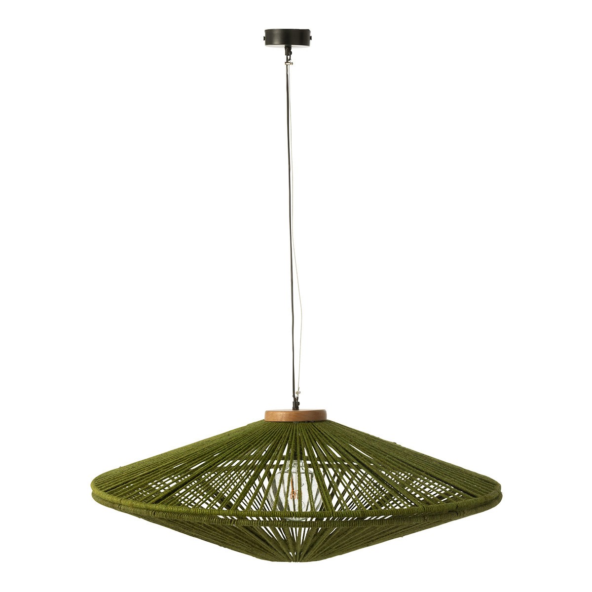 Suspension en jute verte Dollie 93cm pour rechauffer un grand interieur