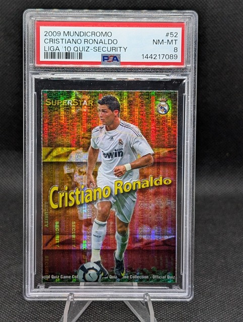 Cristiano Ronaldo 2009 Mundicromo Security paralell Card #052 Real Madrid PSA 8