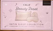 Cala Beauty Reset Womens Leopard Satin Sleep Pillow Case Eyemask Scruchie Gift