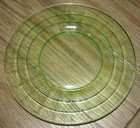 (4) Anchor Hocking Block Optic Green Uranium Depression Glass 8” Salad Plates — photo 3