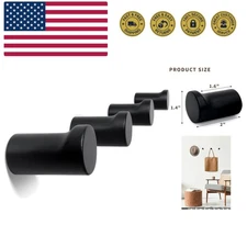 Wooden Black Wall Hooks - Pack of 4 - Wall Mounted Decorative Hook - Modern W...