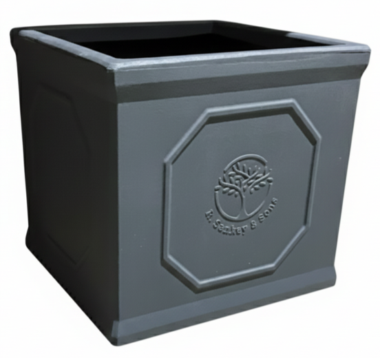 Strata Heritage Planter Outdoor Garden Plastic Square Plant Pot 38cm - Grey
