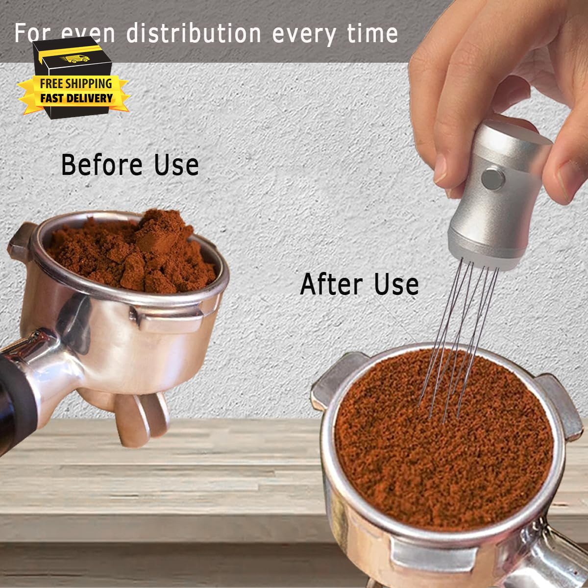 Magnetic Espresso Distribution Tool - Flick WDT Tool with 8X0.4Mm Stainless Stee