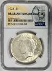 1923 Silver Peace Dollar, NGC Brilliant Uncirculated