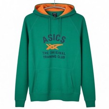 NWT ASICS The Original Training Club Green  Orange Hooded Sweatshirt Size L