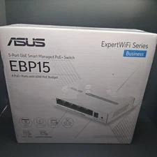 ASUS - ExpertWiFi EBP15 5-Port Gigabit Smart Managed PoE+ Ethernet Switch - W...