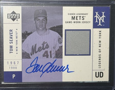2001 UPPER DECK LEGENDS OF NEW YORK BASEBALL Tom Seaver PATCH AUTO #SMJ-TS