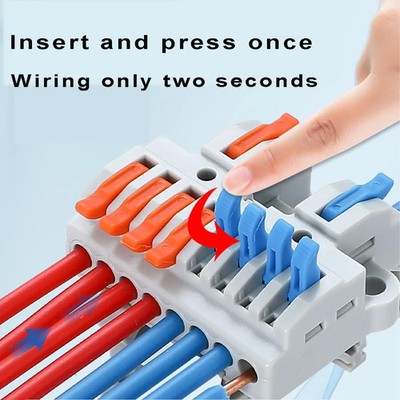 5pcs DIN Rail Terminal Blocks, DIY Splicing Wire Connectors for Circuit Inline 1