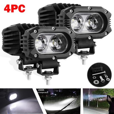 4pcs 4 inch White LED Cube Pods Work Light Bar Spot Driving Fog Lamp Offroad