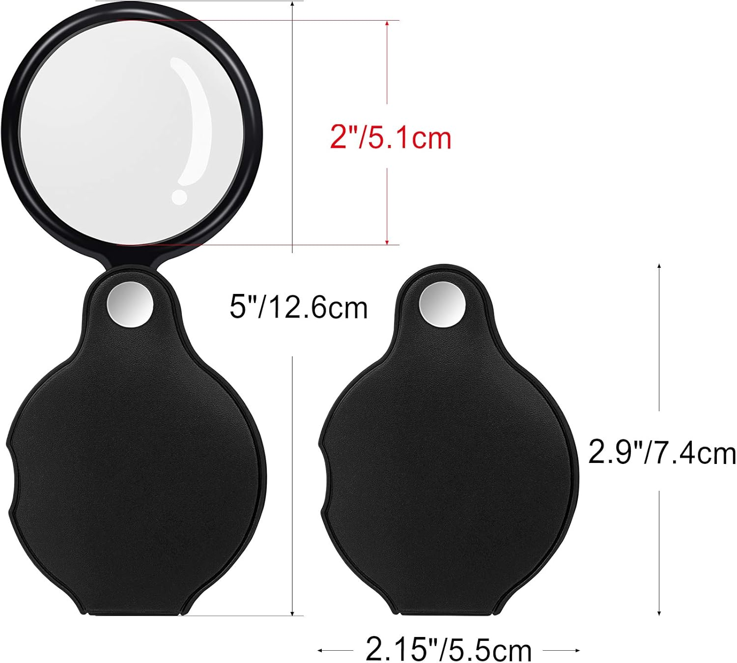 Magnifying Glass Small 5PCS 10X Pocket Magnifying Glass Small Magnifying Glass with Black ...