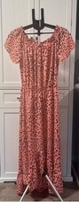 First Love Pink Leopard Smocked Midi Dress Puff Sleeve Lovelyn