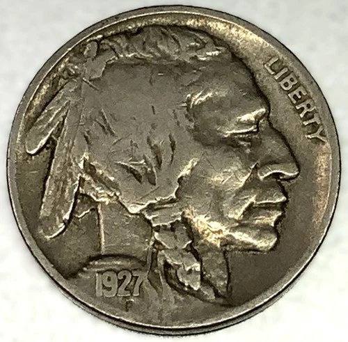 1927-P Buffalo Nickel 5C Fine (F) FULL DATE Philadelphia Actual Coin Shown -2136