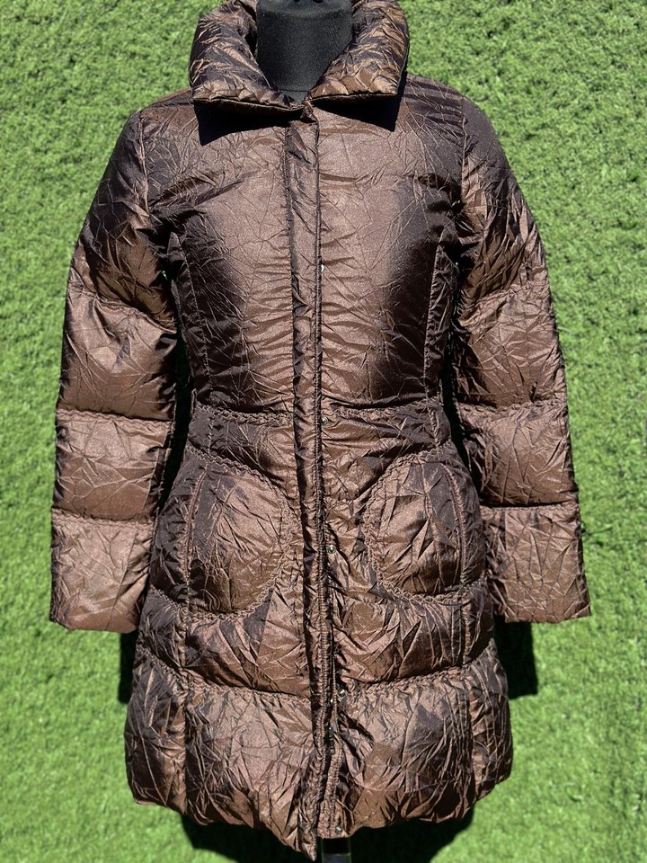 Moncler Long Down Coat Women S Fits XS 16Y Vintage 2000s Rare Wrinkled Design