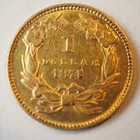 1874   $1 DOLLAR LIBERTY HEAD TYPE 3 GOLD COIN **OBV SCRATCH** FREE SHIPP! C1709