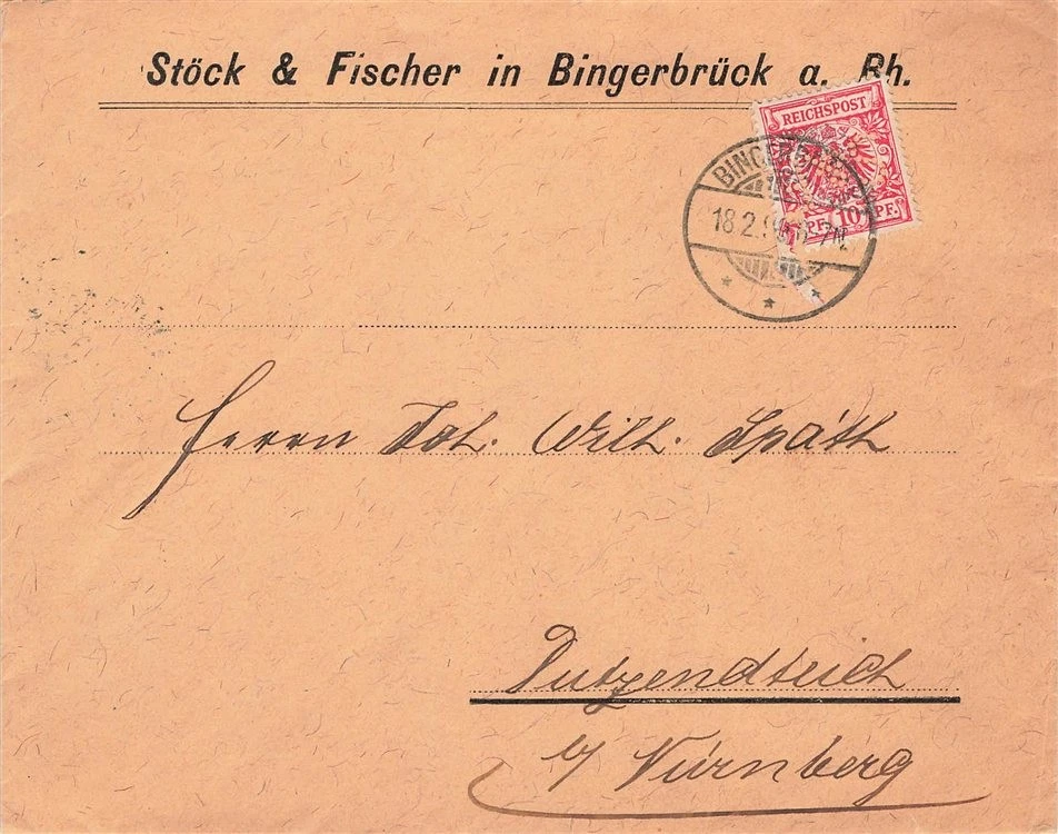 151514) DR Blg mit Perfin/Firmenlochung aus Bingerbrück, Stöck & Fischer 1899 - Bild 1 von 1