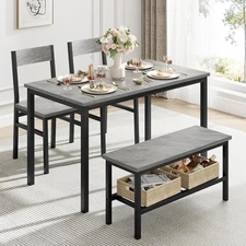 Kitchen Dining Table Set for 4 People  with 2 Chairs & 1 Bench for Dining Room