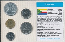 Comoros / Comoros - 5 + 10 + 25 + 50 + 100 Francs 1992-2001 UNC - Circulated Coin Set