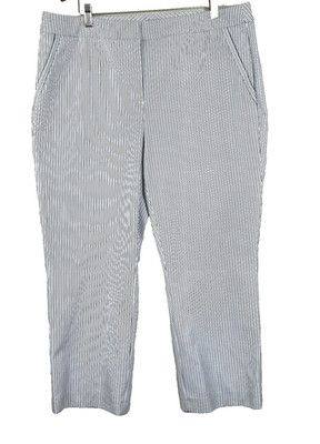 Chicos 3 Sz 16 18 Crop Pants Blue White Vertical Stripe Flat Front  Summer 40x25