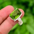 Peridot Ring 925 Sterling Silver Ring Big Oval Gemstone Ring Women's Ring