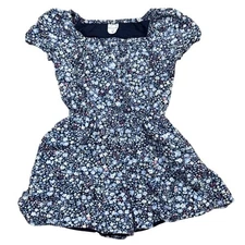 Abercrombie Kids Girls Navy Blue Floral Short Sleeve Romper size 7 / 8