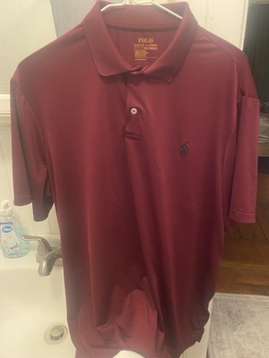 Polo Ralph Lauren Performance Mens LG Burgundy Maroon Short Sleeve Polo