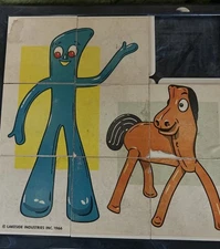 Vintage 1966 Gumby And Pokey Slide Puzzle. 8 1/2 Inches