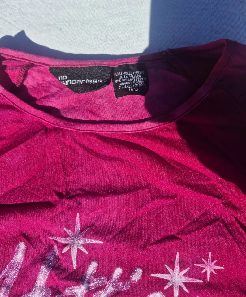 VINTAGE Y2K HOTTIE No Boundaries Long Sleeve Ruffle Edge Tie Dye Pink Lg - Image 2 of 4