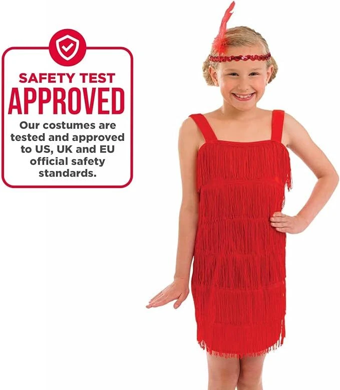 Vestido de franja flapper vermelho feminino anos 20 P - XL infantil década de 1920 fantasia Charleston - Imagem 4 de 4