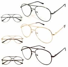 Metal Frame Pilot Full Lens Magnified (Not Bifocal) Reading Glasses Spring Arms