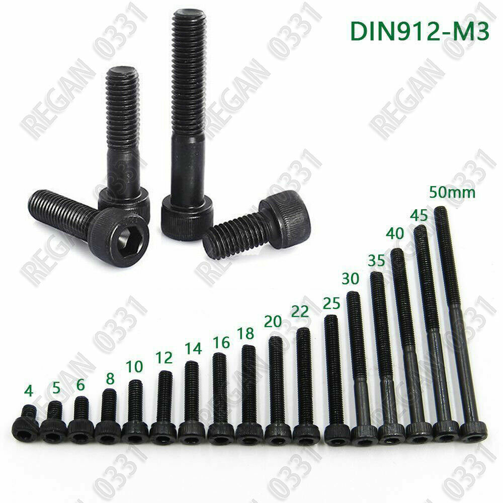 Metric Aluminum Bolts M10 X 1.25 Fine Pitch Black Allen Bolt Socket Cap Screws - High Tensile 12.9 Grade, Steel M10 Bit - Foto 2