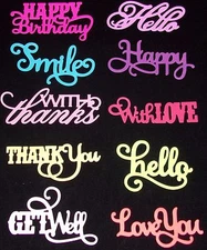 10pc Die Cuts Happy Birthday Get Well Thank you Assorted Color Choice Handmade