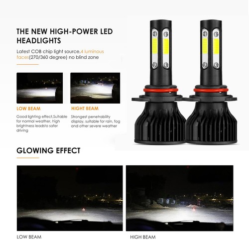 4 Sides 9012 LED Headlight Bulbs High/Low Beam 6500K For Chevy Impala 2014-2015 - Picture 3 of 12