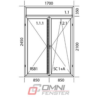 Tür auf Maß Terassentür mit Oberlicht 1700 x 2450 mm Balkontür Fenster ALUPLAST