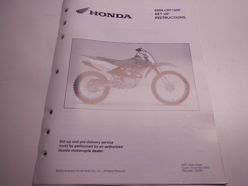 2004 Honda CRF100F Set Up Instructions Manual CRF 100F CRF100 F 100 04
