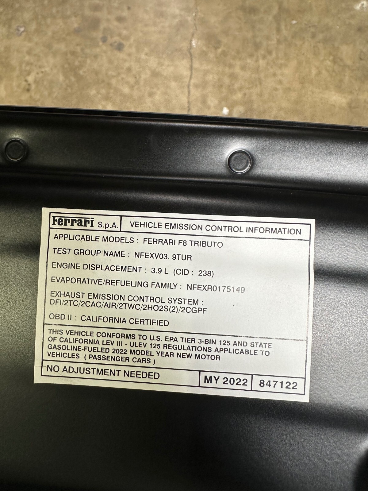 Ferrari F8 Tributo, Decklid Tailgate, Scuffed/Scratches, Used, P/N 877219