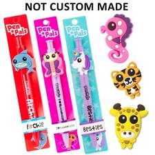 Kids Personalised Name Pens Animal Blue Ballpoint Pen School Gift Boys Girls 