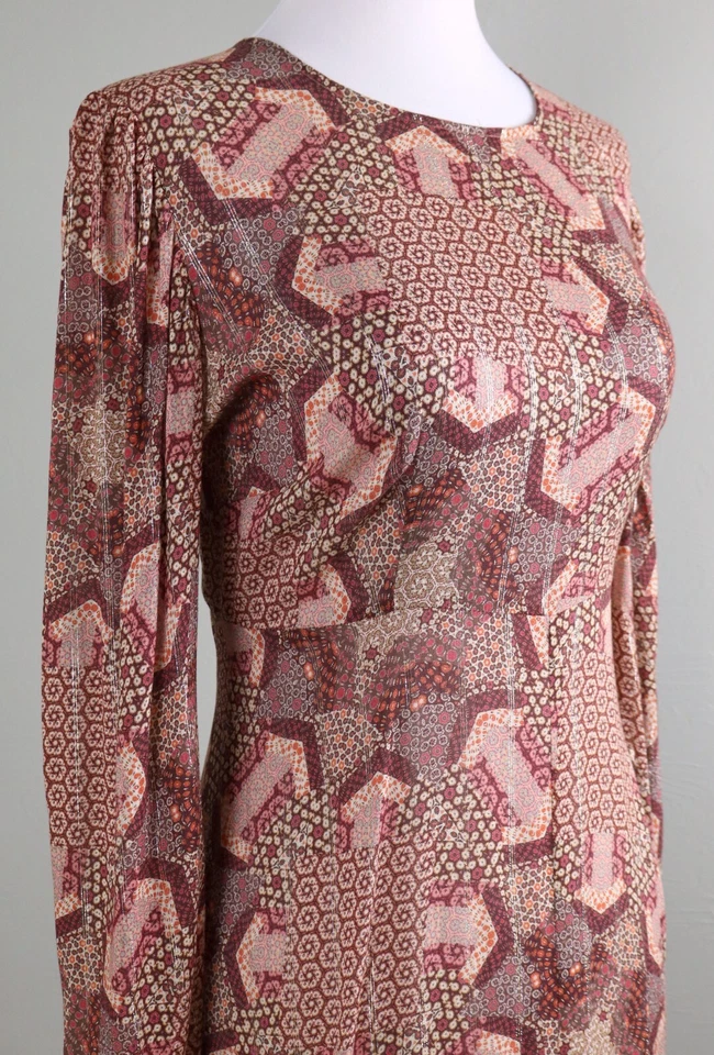 Maxi Vestido JOHNNY WAS Jade $298 Donovan Estampado Edredón en Arcilla Talla Pequeña Foto 3 de 4