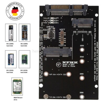 M.2 NGFF MSATA auf SATA 3.0 Adapter für 2230 2242 2260 2280 Full/Half Size SSD