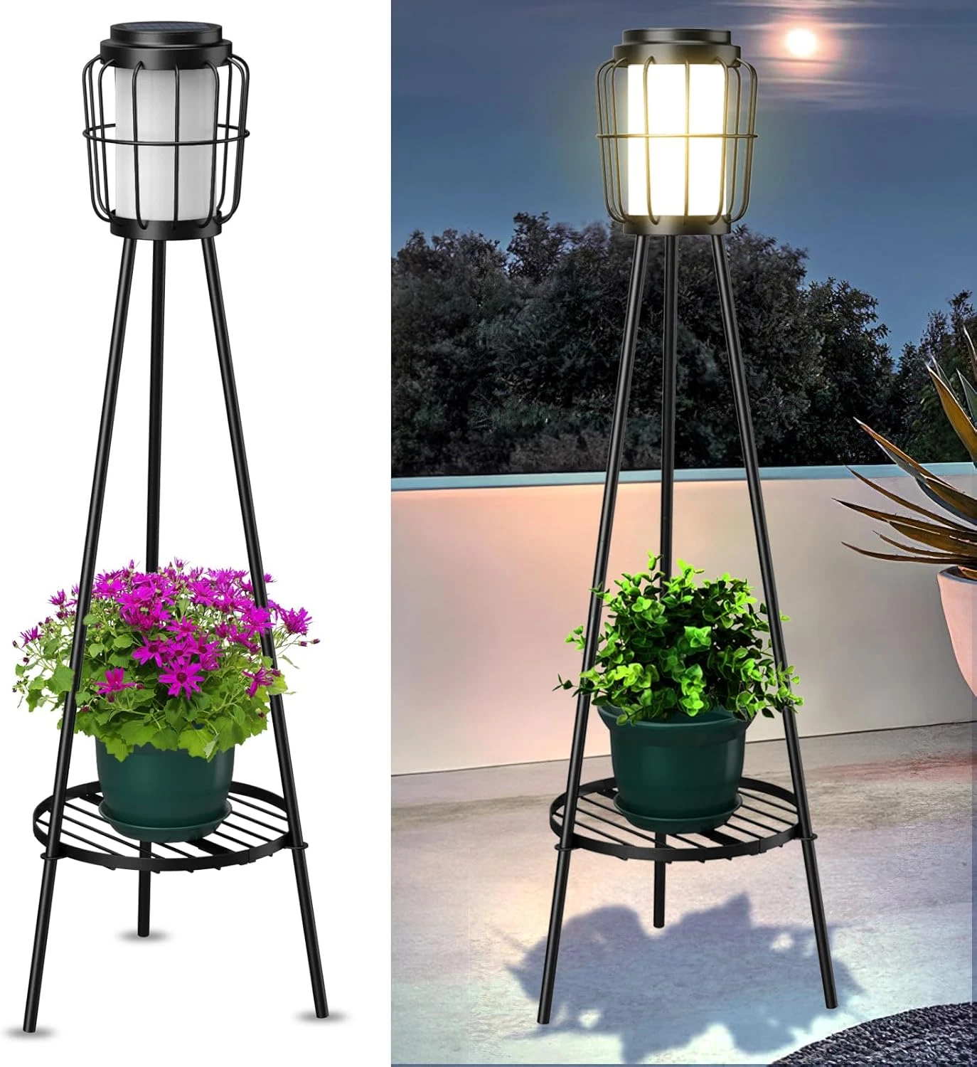 2 Pack Solar Outdoor Lights with Tripod Stands for Garden and Patio Decor