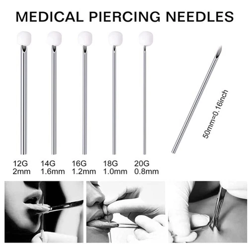 10,30,50 Sterile Body Piercing Needles 10,12,13,14,15,16,18,20G Navel Ear Nose image 6