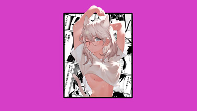 Anime seethrough blouse hard nipples underboob girls Playmat Game Mat Desk