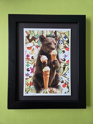 DEATH NYC Signed Original Hand Signed  Print Framed LtEd COA My Ice Cream Bear