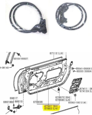 61 62 63 64イヤリング Toyota Supra JZA80 OEM Front Door Weatherstrip Pair 67861-14310