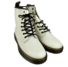Dr Martens Zavala Boots White Size 8 Leather + 2 Extra Laces NEW + Box Y2K