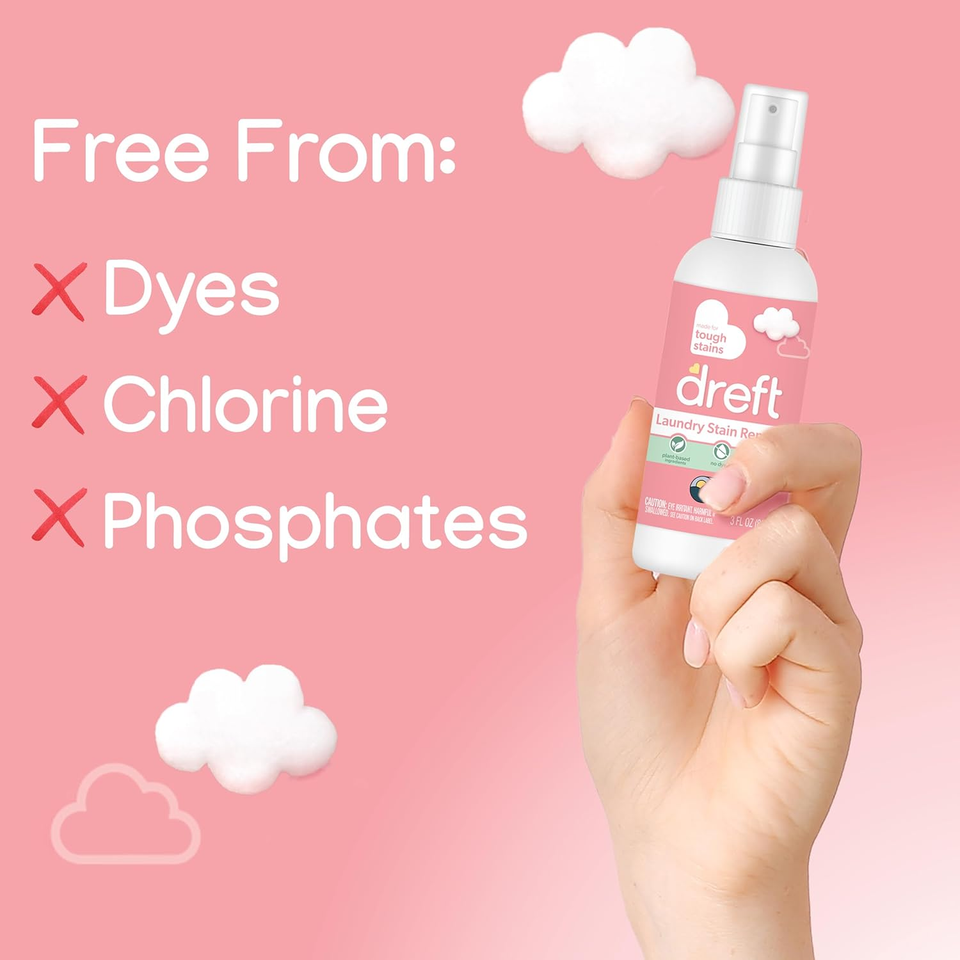 Dreft Stain Remover for Baby Clothes, 3 Pack + Bonus Stain Pen, No